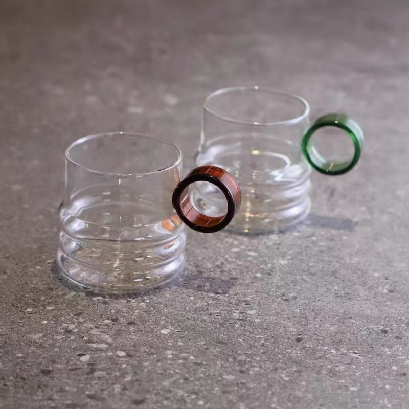 Borosilicate Glass Ring Cup Household Office Creativity Coffee Cup Glass Water Cup Ring Handle Milk Cup
