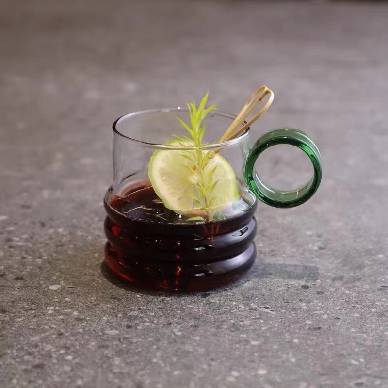 Borosilicate Glass Ring Cup Household Office Creativity Coffee Cup Glass Water Cup Ring Handle Milk Cup